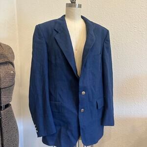 Vintage 80s Christian Dior Navy Wool Blend (?) Blazer Coat Mens